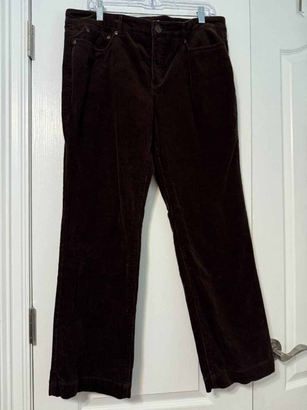 Jones New York Sport Brown Stretch Corduroy Straight Leg Pants Size 14